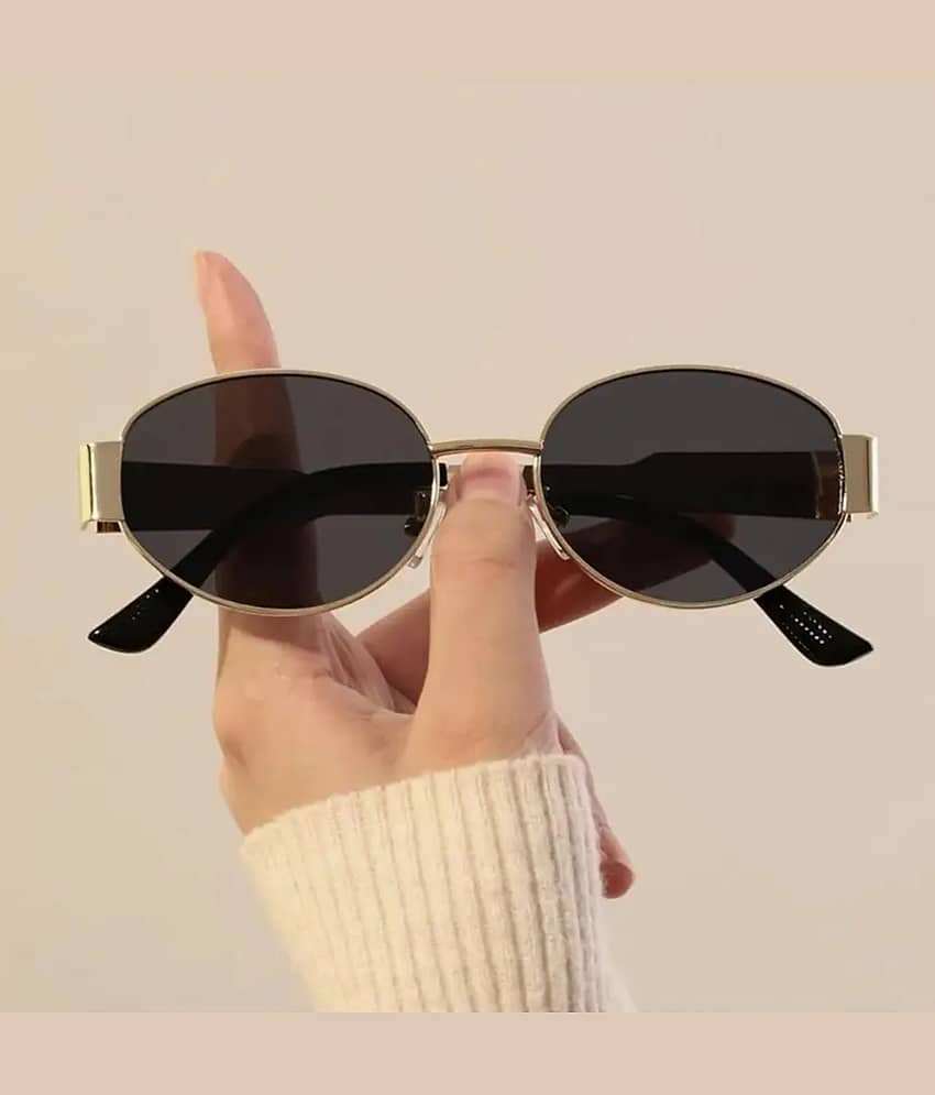 BANDSMITH Gold Oval Sunglasses ( Pack of 1 )