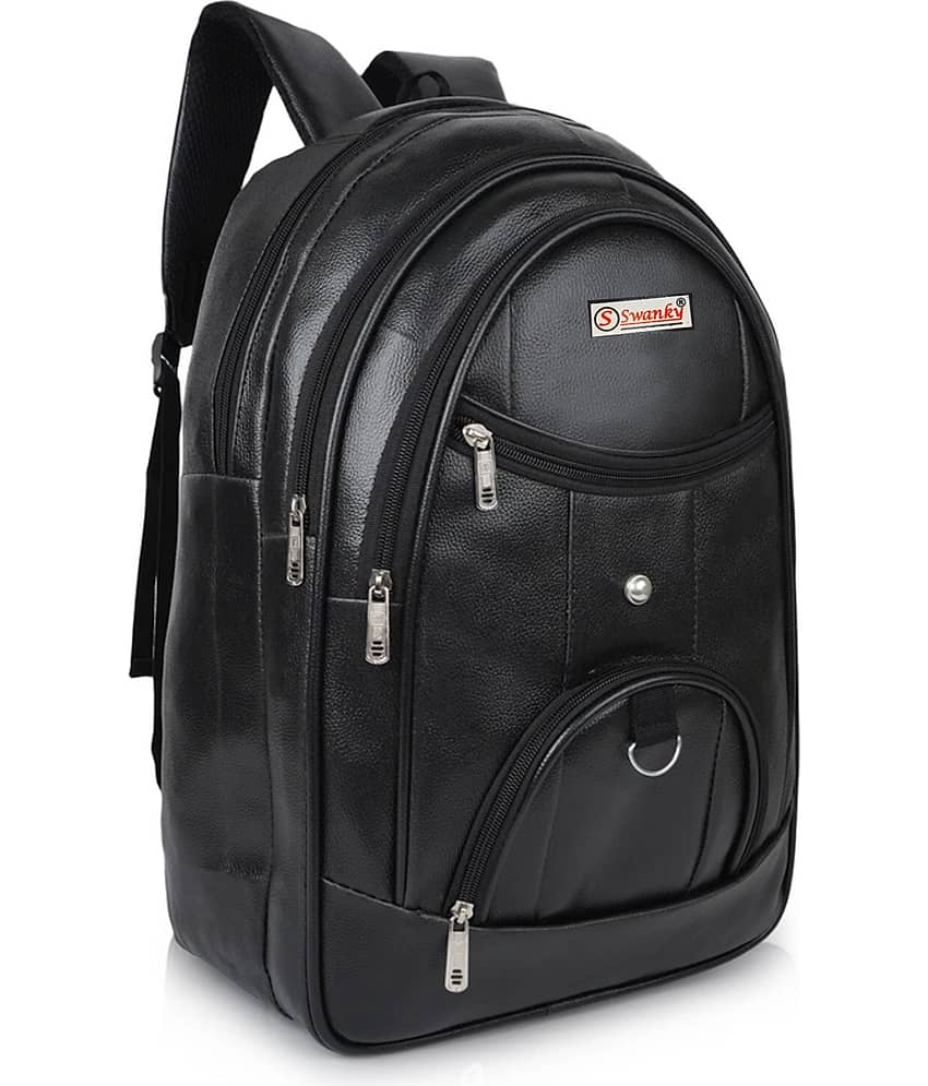 Swanky Black PU Backpack For Kids