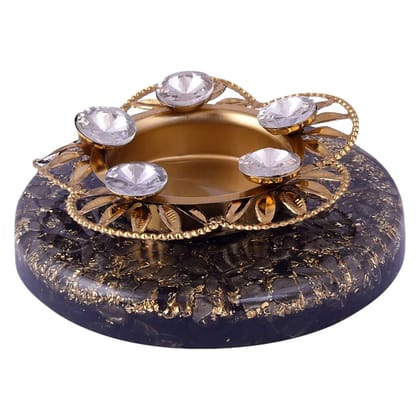 Tealight Holders with Natural Crystal Stone, Decorative,Votive Candle Holder, Tealight Candle Holder for Romantic Candle, Night, Dinner,Wedding,Bathroom, Diwali, Chirstmas(KI_096)  by Krishna Impex