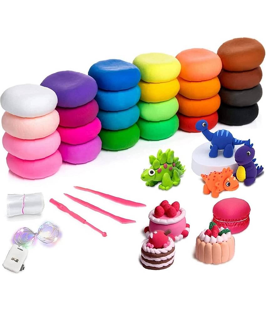 Freedy (Pack of 12) Air Dry Clay, Colorful Children Soft Clay, Creative Art Crafts, Gifts for Kids-Multi Color. Non-Toxic Modeling Magic Fluffy Foam Bouncing Clay Putty Kit for Kids with Tools