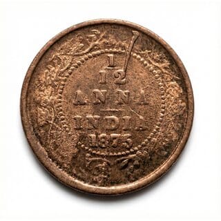 1/12 Anna 1875 Victoria Queen, British India old Copper Coin Silver Collection
