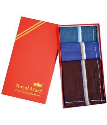 Royal Mart 12 Pieces Dark Colour 15 Inch Complete Face Cover Handkerchief Men's Cotton Striped | Comfortable and Convenient for Long Hours | Red Box | Multi Colour| Handkerchief (Pack of 12)