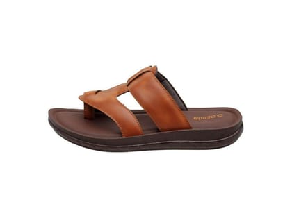 VKC Deon DX30107 Tan Men's  Semi Covering Synthetic Leather Sandal  - UK 6