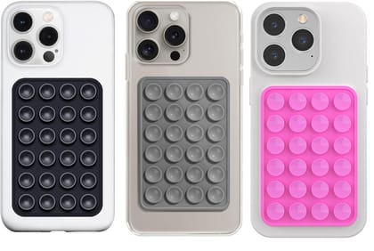 TARAVEE Phone Sticky Grip - Stickypod for Phone Case Suction Sticker for iPhone Case - Mobile Back Holder Grip - Silicone Sticker for All Phone Back Cover Holder - Stick to Any Surface (Pack of 3) TARAVEE Phone Sticky Grip - Stickypod for Phone Case Suct