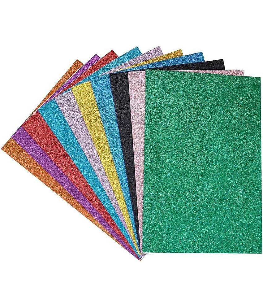 ECLET A4 Glitter Foam Sheet Sparkles (Self Adhesive) 2 mm Thick 10 Different Color, for Art & Craft