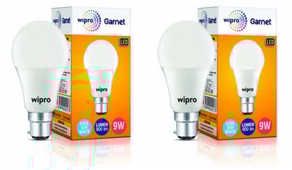 Wipro Garnet B22D Led Bulb (9, Watt, Cool Day Light), Pack Of 2