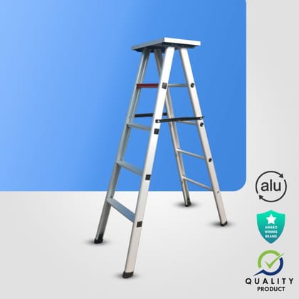 11 Step Foldable Ladder with Top Tool Metal Plate, Both Side Steps (Model: K-7013, Height: 12 ft in Medium)