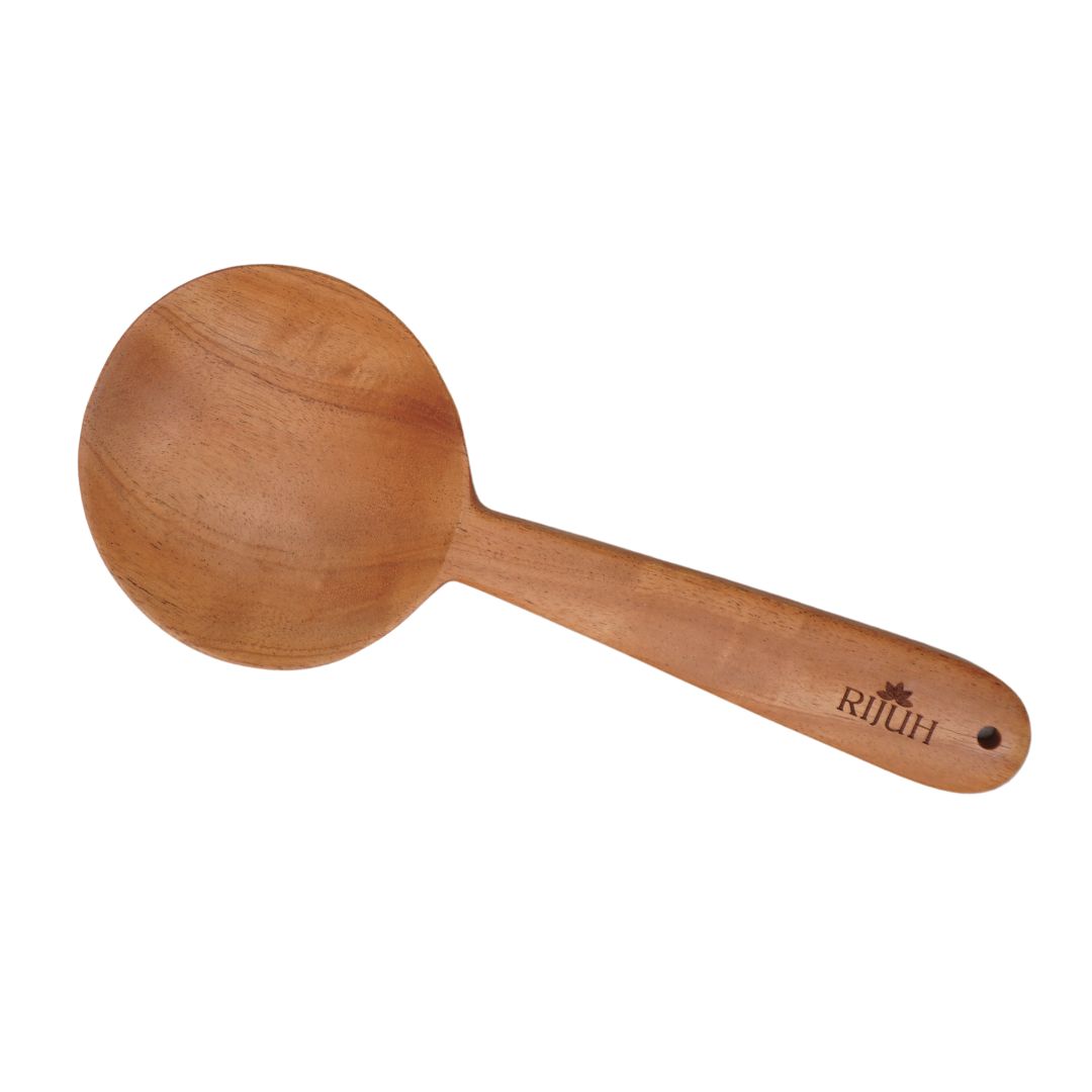 Rijuh Neem wood Round Serving Spoon-Pack of 1
