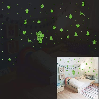 DreamKraft Glow in The Dark Stars for Ceiling Christmas Decoration (Green, 20 cm X 25 cm)