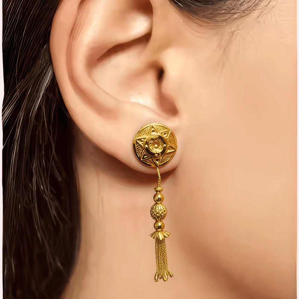Antique Tassel Glory Gold Earrings - Earrings | Buy online on ZillyBuy