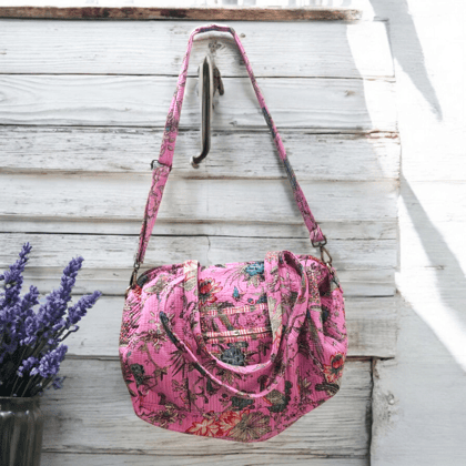 Quilted Duffle Bag- Pink Floral