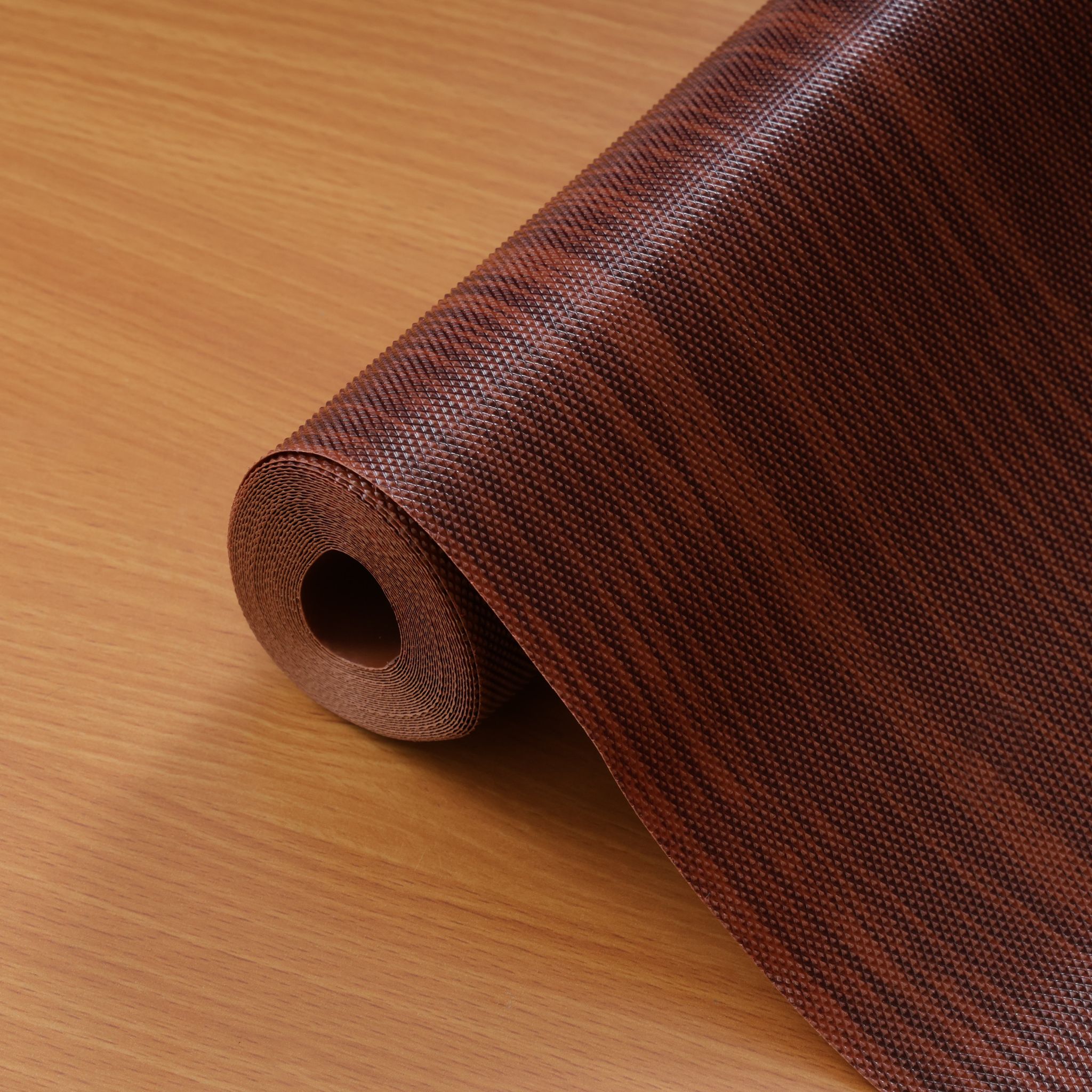 45cm x 10m Multipurpose Waterproof Wooden Printed Diamond Anti-Slip Shelf Liner Mat Brown-45cm x 10m