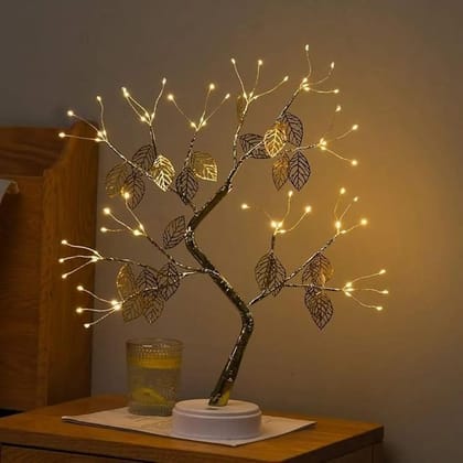 GLOWSERIE Golden Leaf LED Tree Lamp for Home Decor