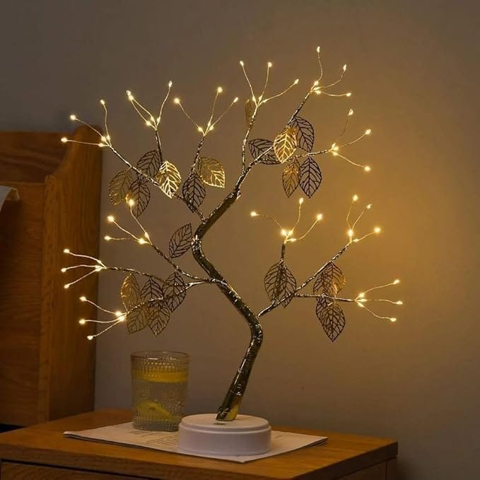 GLOWSERIE Golden Leaf LED Tree Lamp for Home Decor