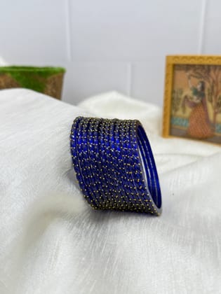 Luxurious Rain Drop Design Glass Bangles - 043 - Make your own box-Blue / 2.2