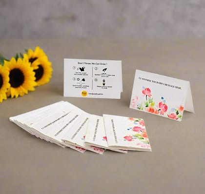 Pink Flower Customised Seed Paper Cards  (Set of 50)