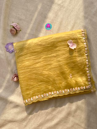 Soft Crush organza saree with hand embroidery