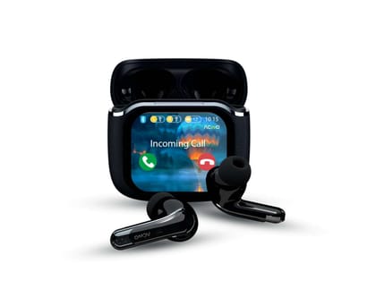 ACwO Dwots Bold Wireless in Ear Earbuds, India'S 1St Smart 1.83" True HD Touch Display, ANC (32Db)|4 ENC Mics for Clear Calls, 3D Spatial Sound - Black