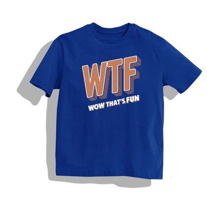 WTF  | Round Neck Drop Shoulder Oversized | Cotton T-shirt-S / BLUE