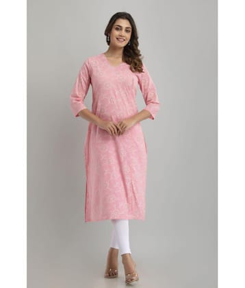 Frionkandy - Pink Cotton Women''s Straight Kurti ( Pack of 1 ) - None
