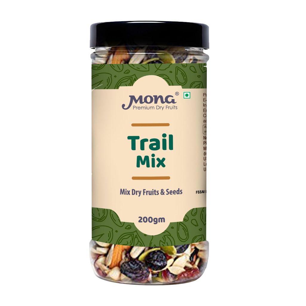 Mona Dry Fruits Trail Mix 200gm Healthy Snack with Nuts, Dried Fruits & Seeds Perfect for On-the-Go Energy, Packed with Protein & Fiber Mix Dryfruit