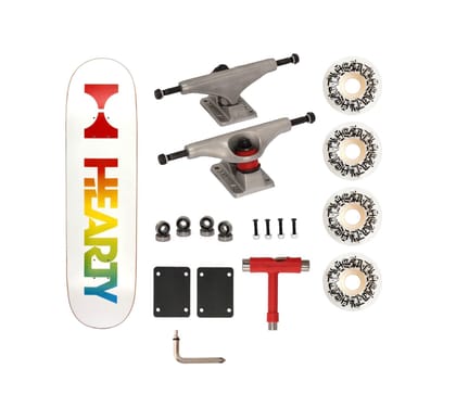 Hearty Pro-Complete Skateboard Pack- Unassembled- 8.0"-Neon Logo White-8.0" x 31.66"