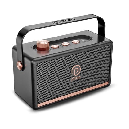 pTron Fusion Pro Retro Signature 20W Bluetooth Speaker with Pristine Sound, 8 Hours Playtime, Dual Drivers, Playback via BT5.3/USB/TF Card, Easy Controls, Portable Speaker & Type C Charging (Black) Black / One Size