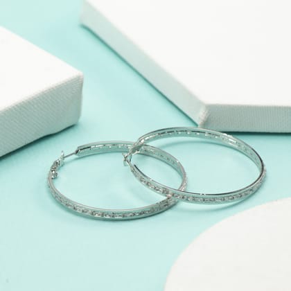 Zircon Celeste Round Hoops