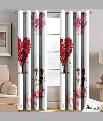 BELLA TRUE  Set of 2 Door SemiTransparent Eyelet Polyester Multi Color Curtains ( 213 x 113 cm )