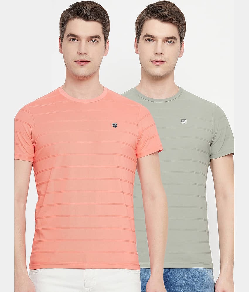 OGEN - Peach Cotton Blend Regular Fit Men's T-Shirt ( Pack of 2 )