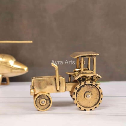 Vintage Brass Tractor Decorative Showpiece - 3.8 Inch Height