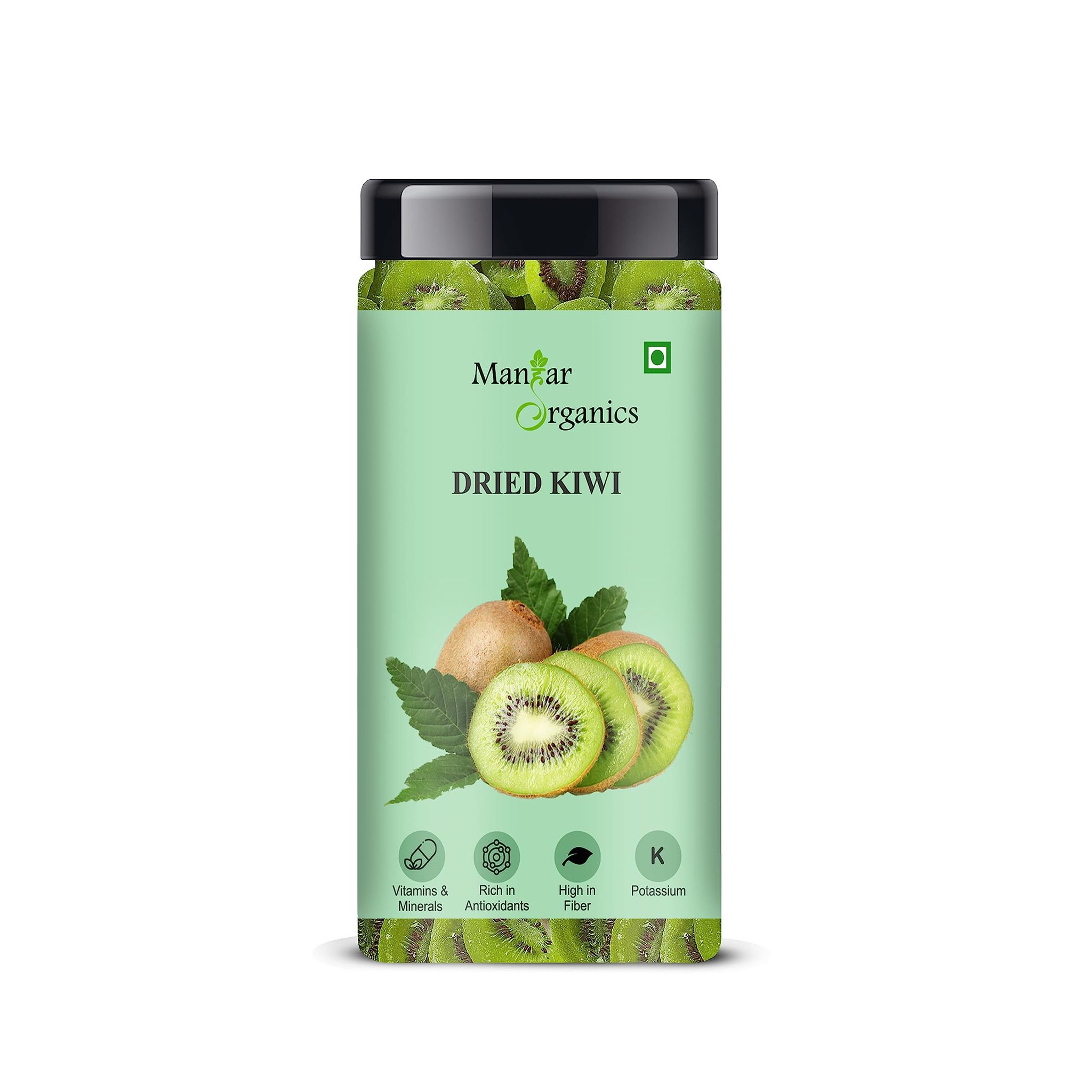 ManHar Organics Dried Kiwi Slices Jar 150gm | Sweet & Tangy Snack | Rich in Vitamin C, Fiber & Antioxidants | No Added Preservatives | Ready-to-Eat Healthy Snack