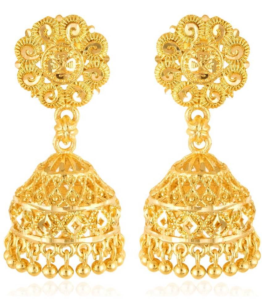 VIVASTRI Golden Jhumki Earrings ( Pack of 1 )