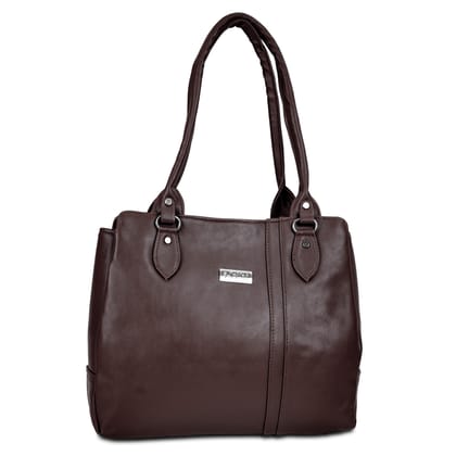 Jothi Sorelle Premium Womens Handbag | 4-Compartment Synthetic Leather Tote | Woven Pattern Finish | Water-Resistant | Soft Base | Dark Brown