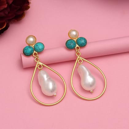 Aqua Green Color Amrapali Earrings-Earring Length: 6.00 CM x Width: 3.00 CM / Green / Brass With Good Quality Gold Plated