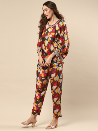 Printed Cotton Silk Multicolor Co-Ord Set-XS