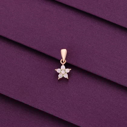 Sterling Silver Zircon Studded Star Pendant-White Stone / Rose Gold