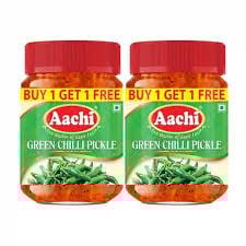 AACHI GREEN CHILLI PICKLE 200G 1+1