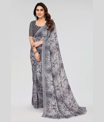 ANAND SAREES Georgette Printed Saree With Unstitched Blouse Piece ( Grey )