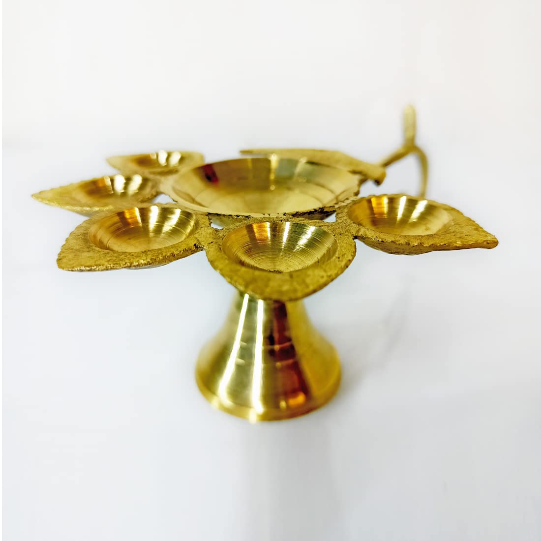 MAYAPURI Brass Pancha Pradip or Pancharti Diya Oil Lamp/Panch Aarti Jyoti Diya