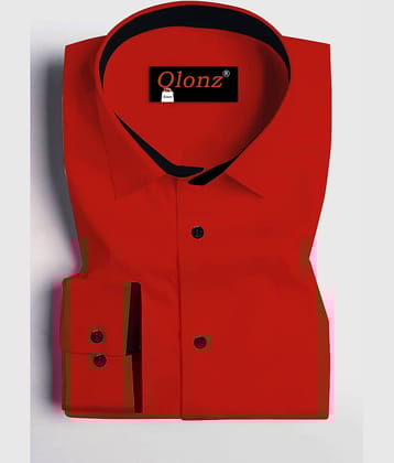 Qlonz store Cotton Blend Regular Fit Solids Full Sleeves Men's Casual Shirt - Maroon ( Pack of 1 )