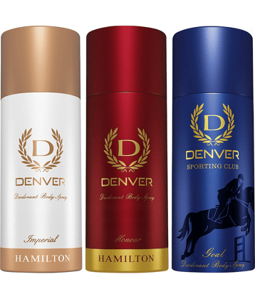 Denver Imperial , Honour150 ml & Goal 165 ml Deodorant Spray for Men 465 ml ( Pack of 3 )