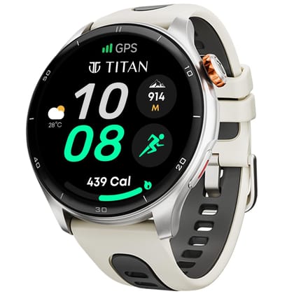 Titan Celestor Smart Watch with 1.43” AMOLED Display & AOD, 60Hz Fluid Display, BT Calling, Upto 7 Day Battery- Titanium Beige