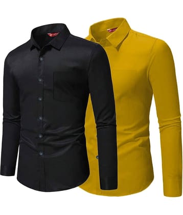 Yugnik Cotton Blend Slim Fit Full Sleeves Men's Formal Shirt - Mint Green ( Pack of 2 )