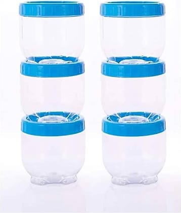 Woolco - interlock jar Light Blue Plastic Spice Container ( Set of 6 ) - 300