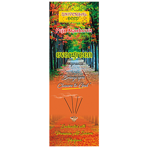 Universal Deep Puja Agarbatti Evergreen Fragrance - With Premium Enchanted All Season Perfume, 69 Sticks