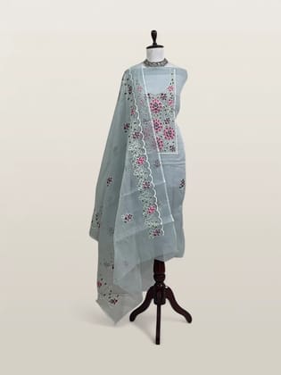 Kota Doria Dress Material Burgundy Rose Yoke