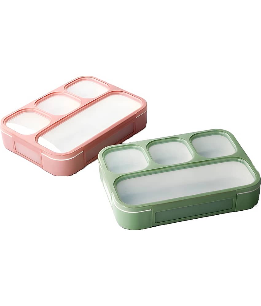 Radhe Creation Lunch Box with Spoon Polypropylene School Lunch Boxes 4 - Container ( Pack of 1 )