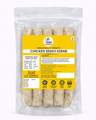 TASH Chicken Seekh Kebab (250g) | Juicy & Authentic Tandoori Style Snacks | High Protein, Ready-to-Cook Frozen Appetizer | Made with Premium Chicken & Traditional Indian Spices
