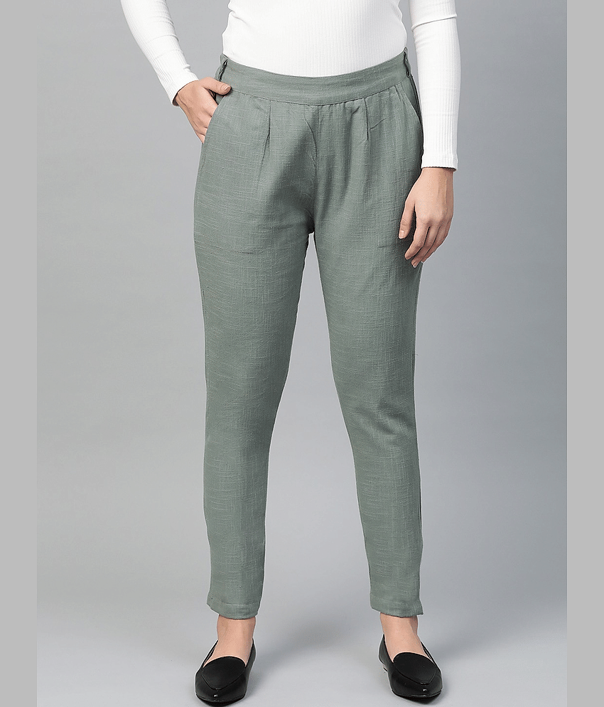 Yash Gallery - Grey Cotton Regular Women's Formal Pants ( Pack of 1 )